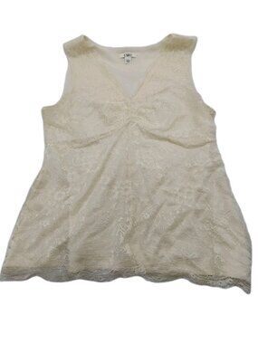 Cato Womens Tank Top Size Large White Lace Satin Babydoll Fairy Coquette 90s